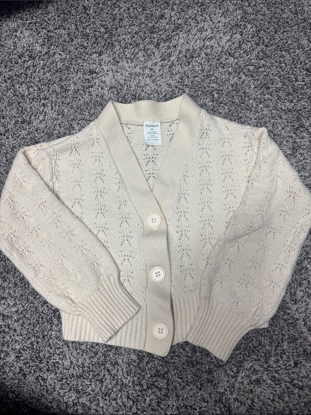 Classic Cream Button-Front Women's Eyelet Cardigan